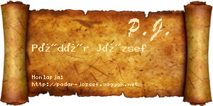 Pádár József névjegykártya