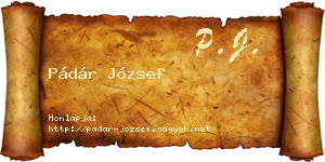 Pádár József névjegykártya